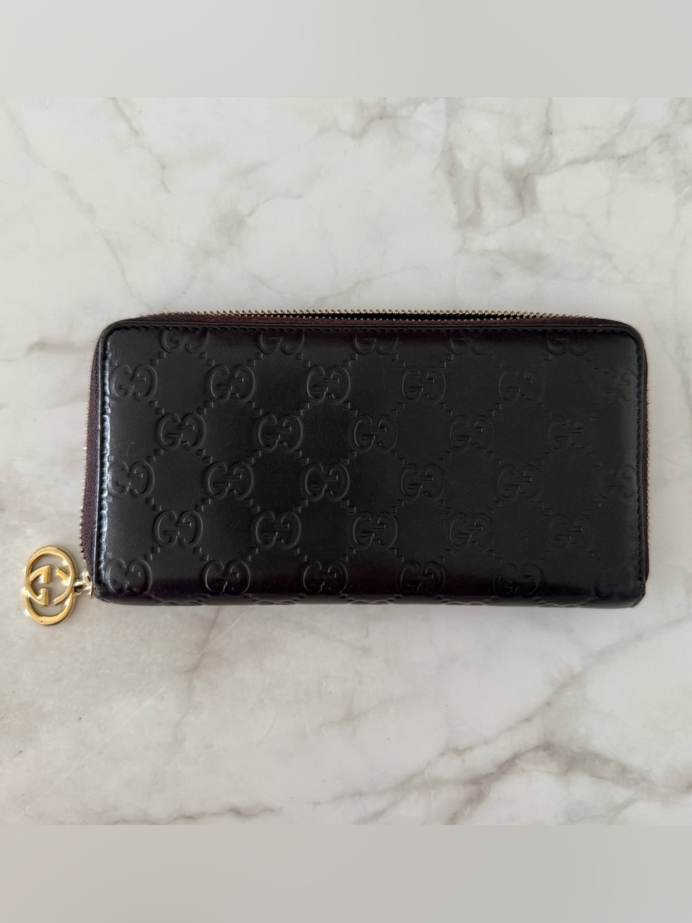 Gucci Guccissima Leather Zip-Around Wallet – Dark Brown / Espresso